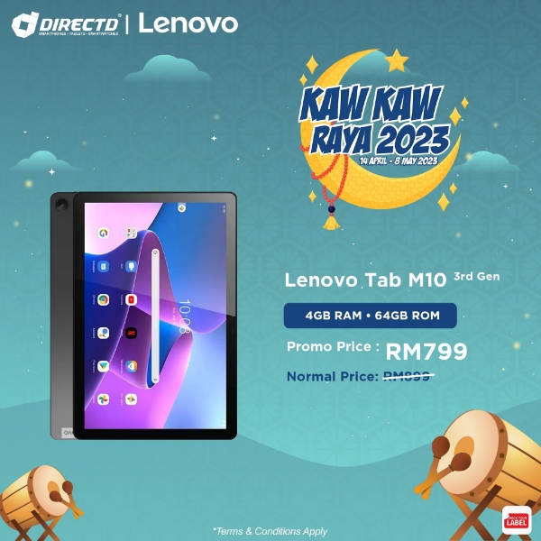 Picture of LENOVO TAB M10 3rd Gen [4G, LTE, Support Voice Call] KAW KAW RAYA 2023🌙