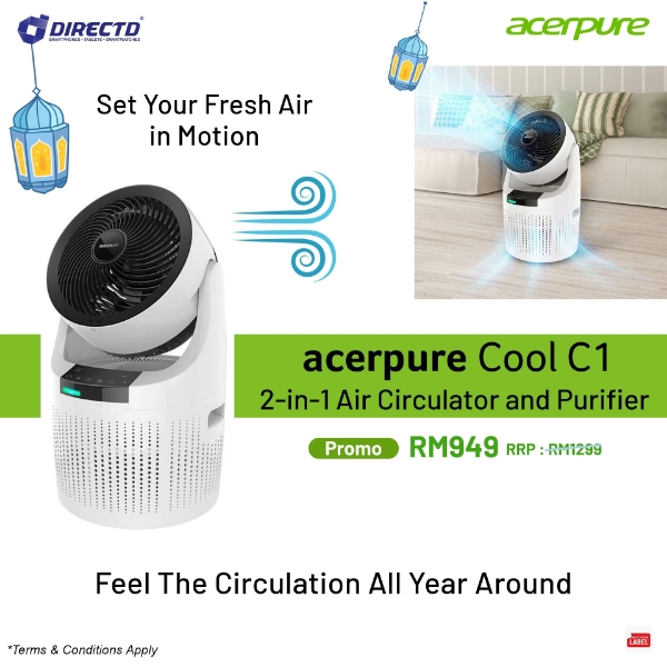 Picture of acerpure cool C1 2-in-1 Air Circulator and Purifier | Acerpure C1-AC530-20G/20W | Promo RM949