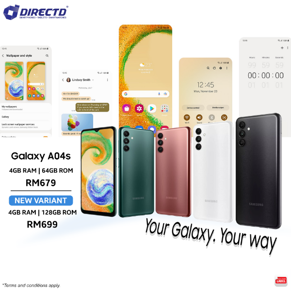 Samsung Galaxy A04s (4GB+128GB) Smartphone - Original 1 Year Warranty By  Samsung Malaysia