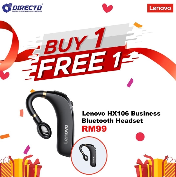 Picture of LENOVO HX106 Business Bluetooth Headset | Ear Hook Bluetooth 5.0 Earbuds with Mic | HiFi Sound Quality | HD Call | Noise Reduction