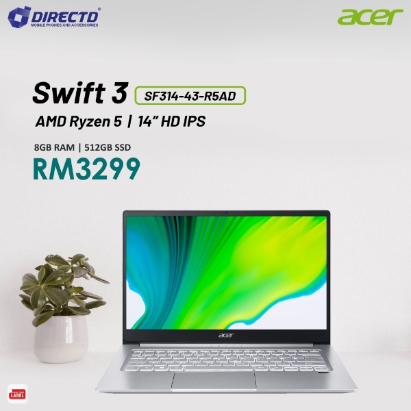 Picture of Acer Swift 3 SF314-43-R5AD (14" FHD | AMD Ryzen 5 5500U | 8GB RAM) Original by Acer Malaysia