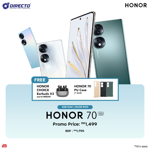 Picture of HONOR 70 5G (8GB RAM | 256GB ROM) FREE Honor 70 PU Case & Honor Earbuds X3 