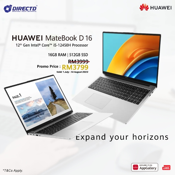 Picture of [PROMO] HUAWEI MateBook D16 [12ᵗʰ Gen Intel® Core™ i5-12450H | [16GB | 512GB]