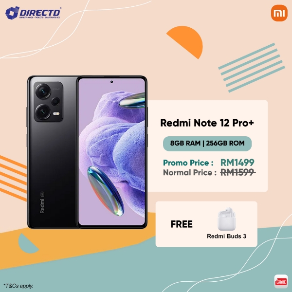 Picture of [RM100 OFF] Xiaomi Redmi Note 12 Pro+ 5G [8GB RAM | 256GB ROM] FREE Redmi Buds 3