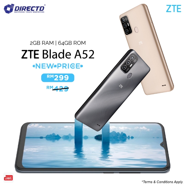 Picture of  ZTE Blade A52 [2GB RAM | 64GB ROM | 5000mAh | Fast Charge 10w | Fingerprint] 