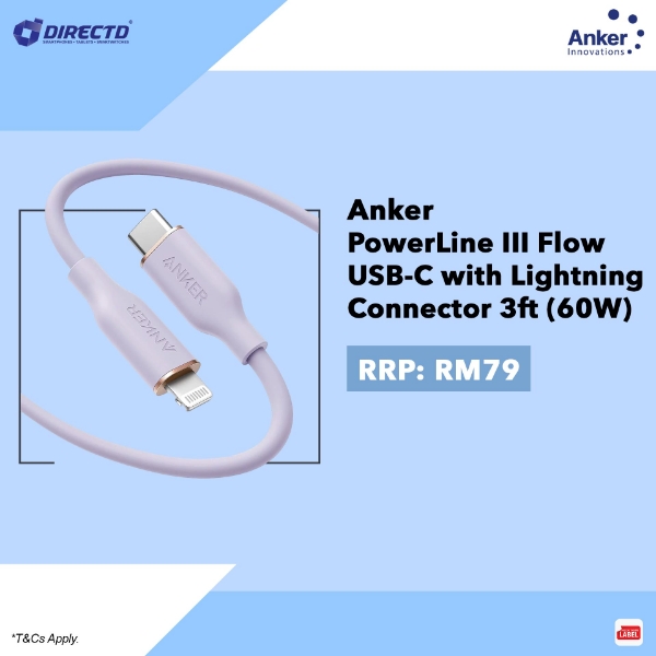 Picture of Anker PowerLine III Flow USB-C with Lighting Connector 3ft (60W)
