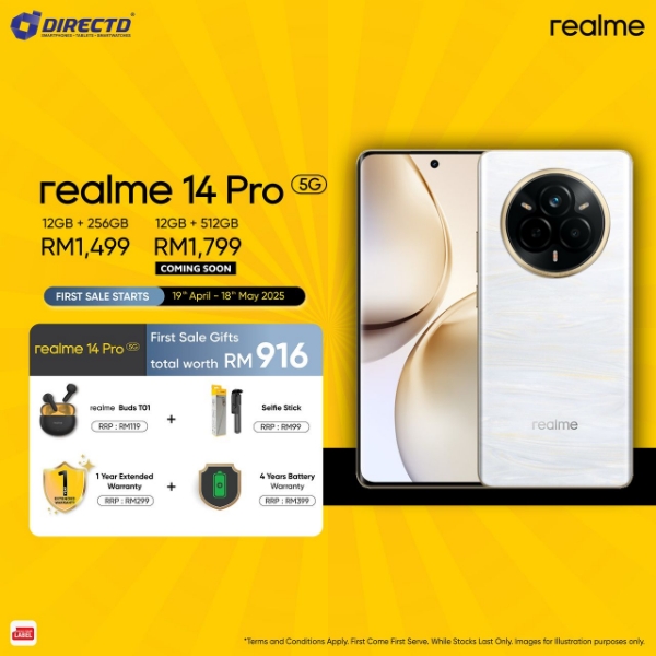 Picture of 🆕 realme 14 Pro 5G [12GB RAM | 256GB/512GB ROM] Ready Stock + FREEBIES worth RM916