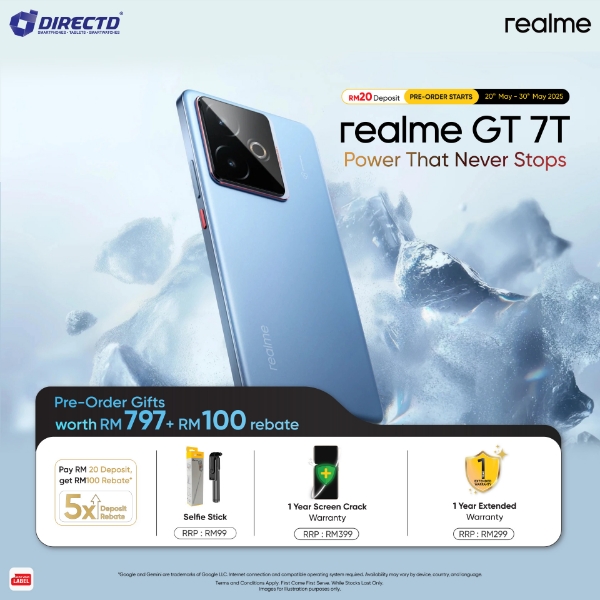 Picture of  🆕 realme GT 7T [12GB+12GB RAM | 256GB ROM] Pre-Order till 30 May & Get GIFTS worth RM797 + RM100 Rebate