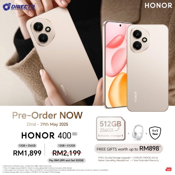 Picture of 🆕 HONOR 400 [12GB RAM | 256GB/512GB ROM] Pre-Order till 29 May & Get GIFTS worth up to RM898