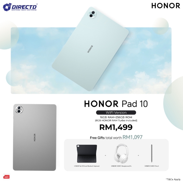 Picture of 🆕 HONOR Pad 10 Wi-Fi [8GB+256GB] FREE GIFTS worth RM1097