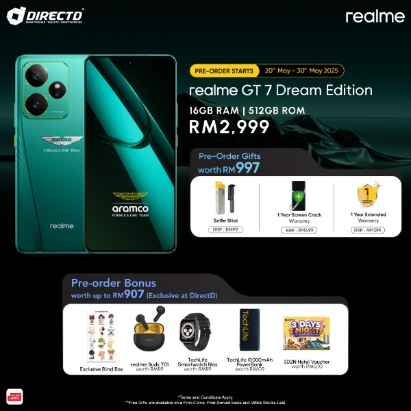 Picture of 🆕 realme GT 7 Dream Edition [16GB RAM | 512GB ROM] Pre-Order till 30 May & Get GIFTS worth RM1904