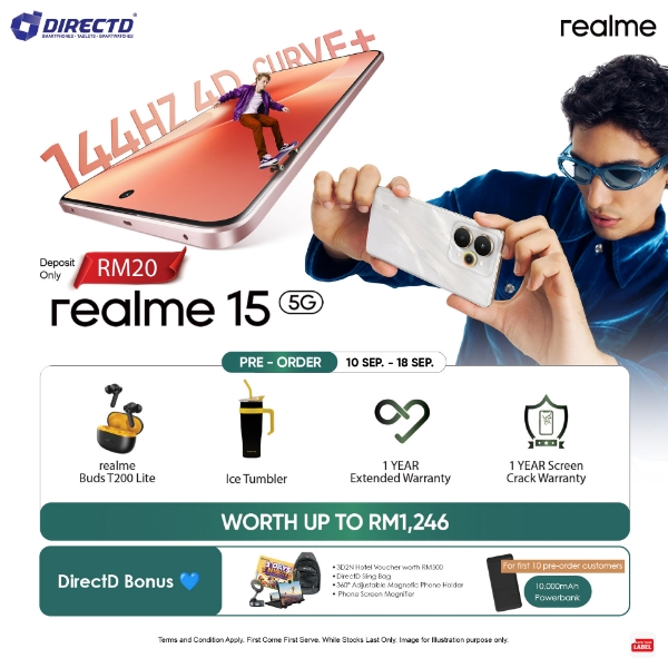 Picture of 🆕 realme 15 5G [12GB RAM | 256GB ROM] Pre-Order 10 - 18 Sep Get GIFTS worth up to RM1246 + DD Bonus