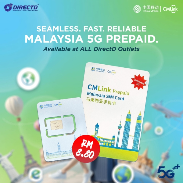 Picture of Malaysia Sim Card with China Number (CM Link Prepaid) - RM8.80 only, Available at ALL DirectD